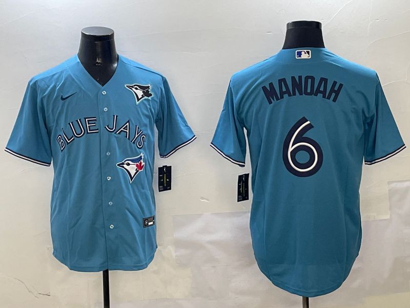 Men Toronto Blue Jays #6 Manoah Light Blue White Game 2025 Nike MLB Jersey style 3